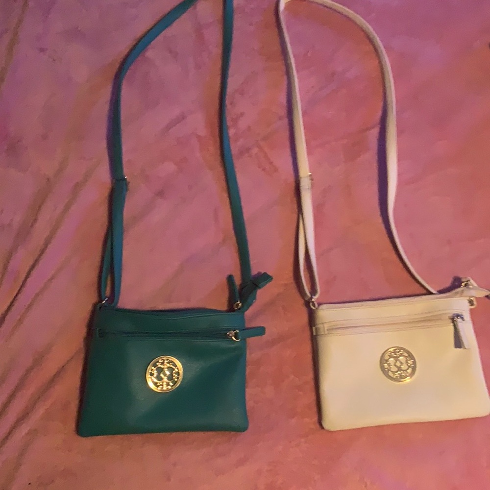 2 small purses, teal and white, for $15